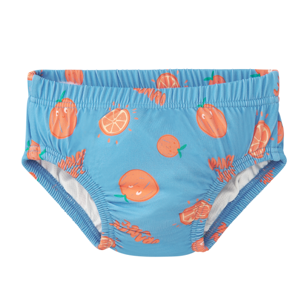 bañador pañal naranjas azul