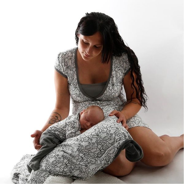 camisón lactancia dibujos gris