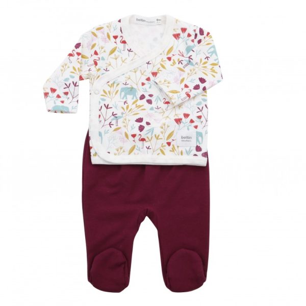 conjunto polaina flores granate