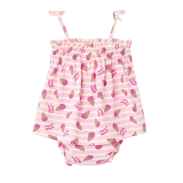 conjunto vestido helados rosa