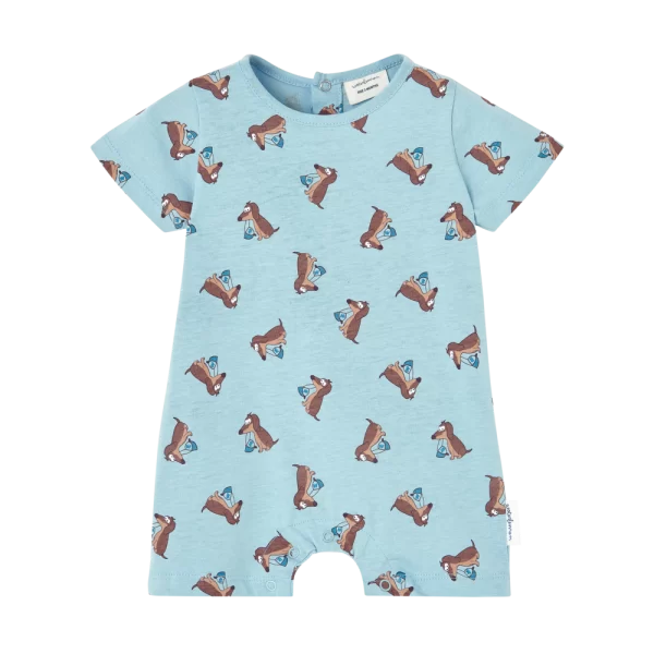 pelele perritos azul manga corta